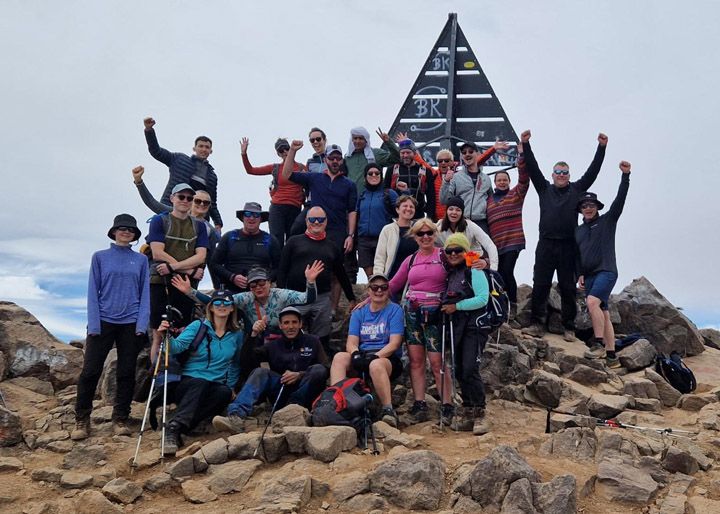 Photo of group at the summit of Mount Toubkal, Morocco